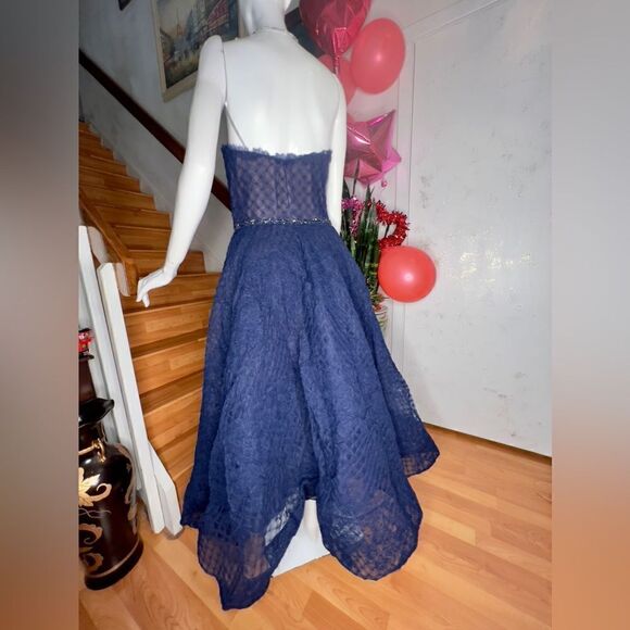 New MARCHESA NOTTE Tulle Layered Navy Blue Dress - Picture 6 of 9